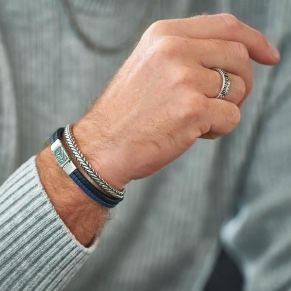 157BBU Armband schwarz-blau Heren CHEVRON Collection