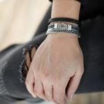 283 armband silber poliert, mat & Schwarz Dames CHEVRON Collection