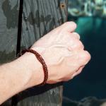 755BRN armband leder & silber Dames DOUBLE LINKED Collection
