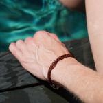755BRN armband leder & silber Dames DOUBLE LINKED Collection