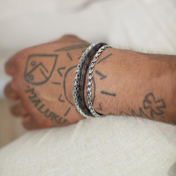 830BBR Armband Schwarz-Braun Heren ROOTS Collection