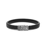 E420BLK armband silber leder SXM-earth Collection