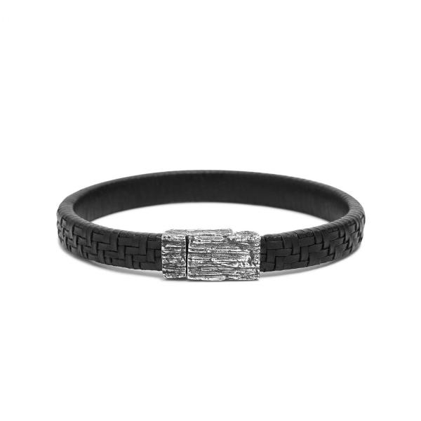 E420BLK armband silber leder SXM-earth Collection