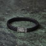 E420BLK armband silber leder SXM-earth Collection