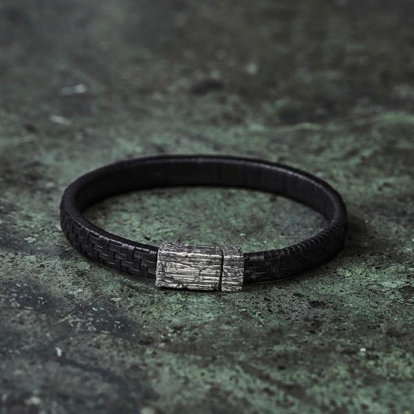 E420BLK armband silber leder SXM-earth Collection