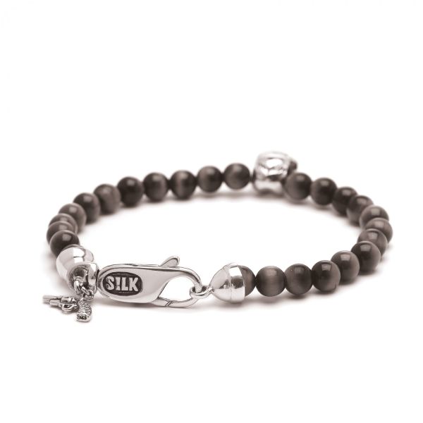 940BON bracelet silver & stone black onyx SKULL
