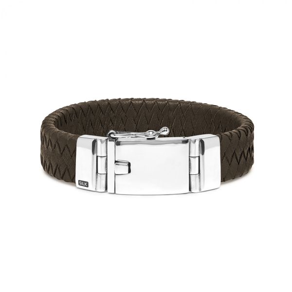 641BRN bracelet leather silver ALPHA