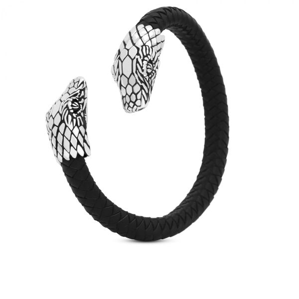 S21BLK Schlange Armband Leder Fierce Collection