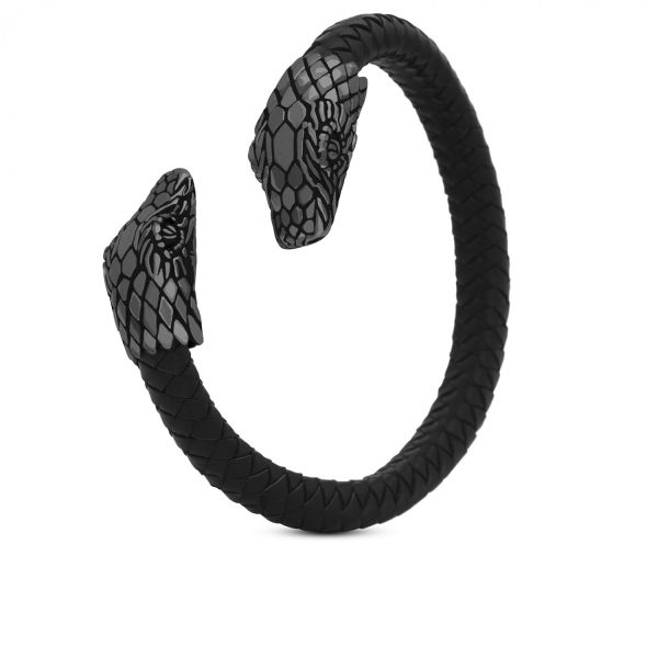 S24BLK Schlange Armband Schwarz leder Fierce Collection