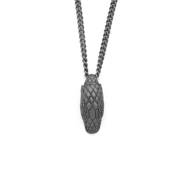 S27BLK Schlange Halskette Schwarz Rhodium Fierce Collection