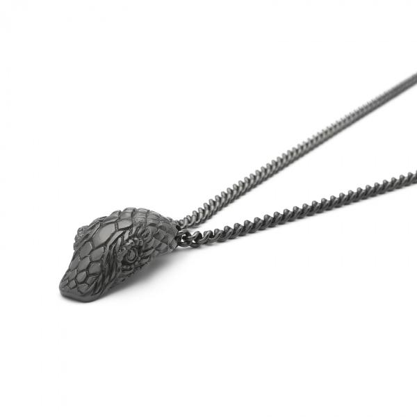 S27BLK Schlange Halskette Schwarz Rhodium SXM - Fierce Collection